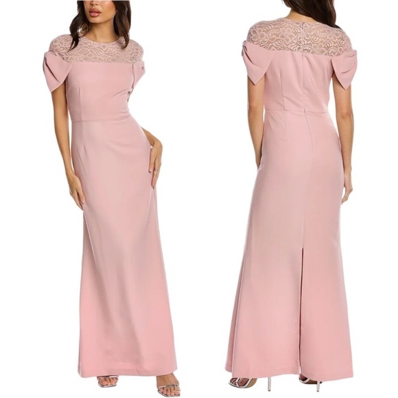 NWT JS Collections Size 6 Annalise Bow Mermaid Gown Pink - Picture 1 of 6